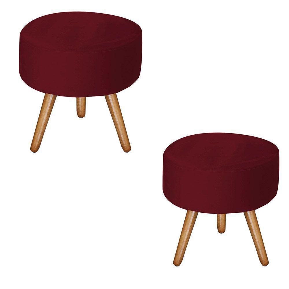 Kit 2 Puffs Bali Suede Bordo