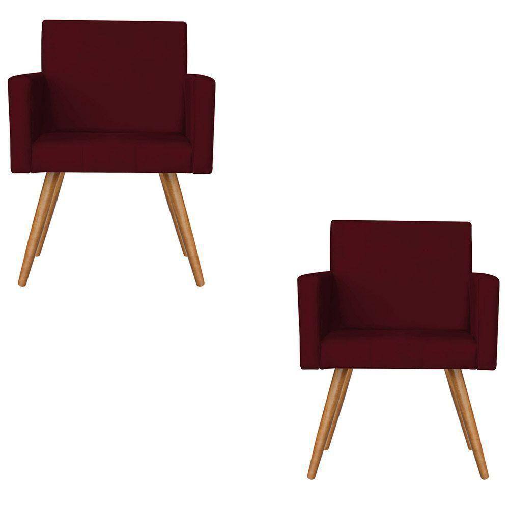 Kit 2 Poltronas Vitória Suede Bordo