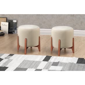 Kit Puff Banqueta Thor Luxo Suede Bege Claro