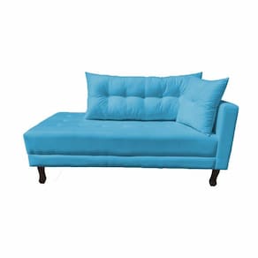 Divã Recamier Troya 2,00 Cm Lado Direito Suede Azul Turquesa