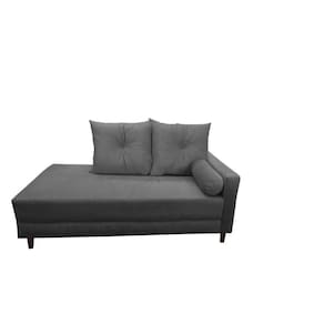 Divã Recamier Berlim 1,80 Cm Lado Direito Suede Cinza Escuro