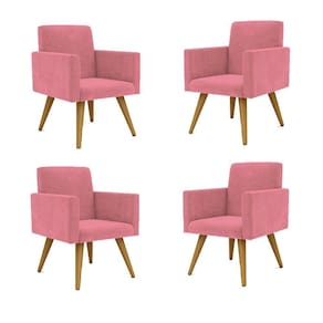 Kit 4 Cadeiras Recepção Poltrona Escritório rosa
