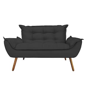 Namoradeira Decorativa Opala 2 Lugares Suede Cinza