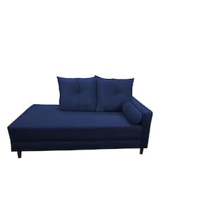 Divã Recamier Berlim 1,80cm Lado Direito Veludo Azul Marinho