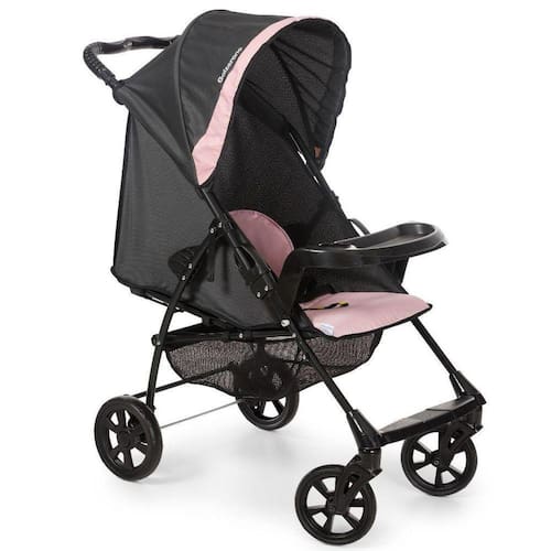 imagem-Carrinho De Bebê Romano Preto Rosa  0 A 15Kg  - Galzerano