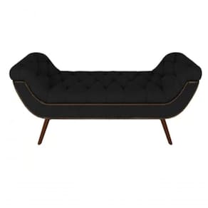Calçadeira Recamier Estofada Veneza 1,95 Cm Veludo Preto