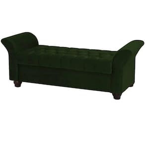 Recamier Calçadeira Baú Egeo 1,40 Cm Veludo Verde