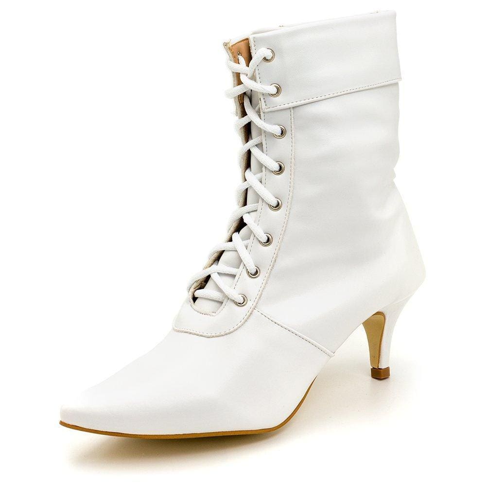 Bota Cano Médio Bico Fino Branco