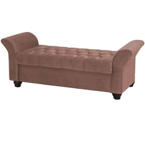 Recamier Calçadeira Baú Egeo 1,60 Cm Veludo Rose