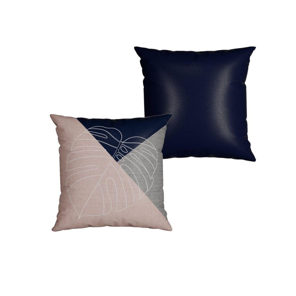 Kit com 2 Almofadas Decorativas Planta Bordada azul 43cm x 43cm 436 Belchior