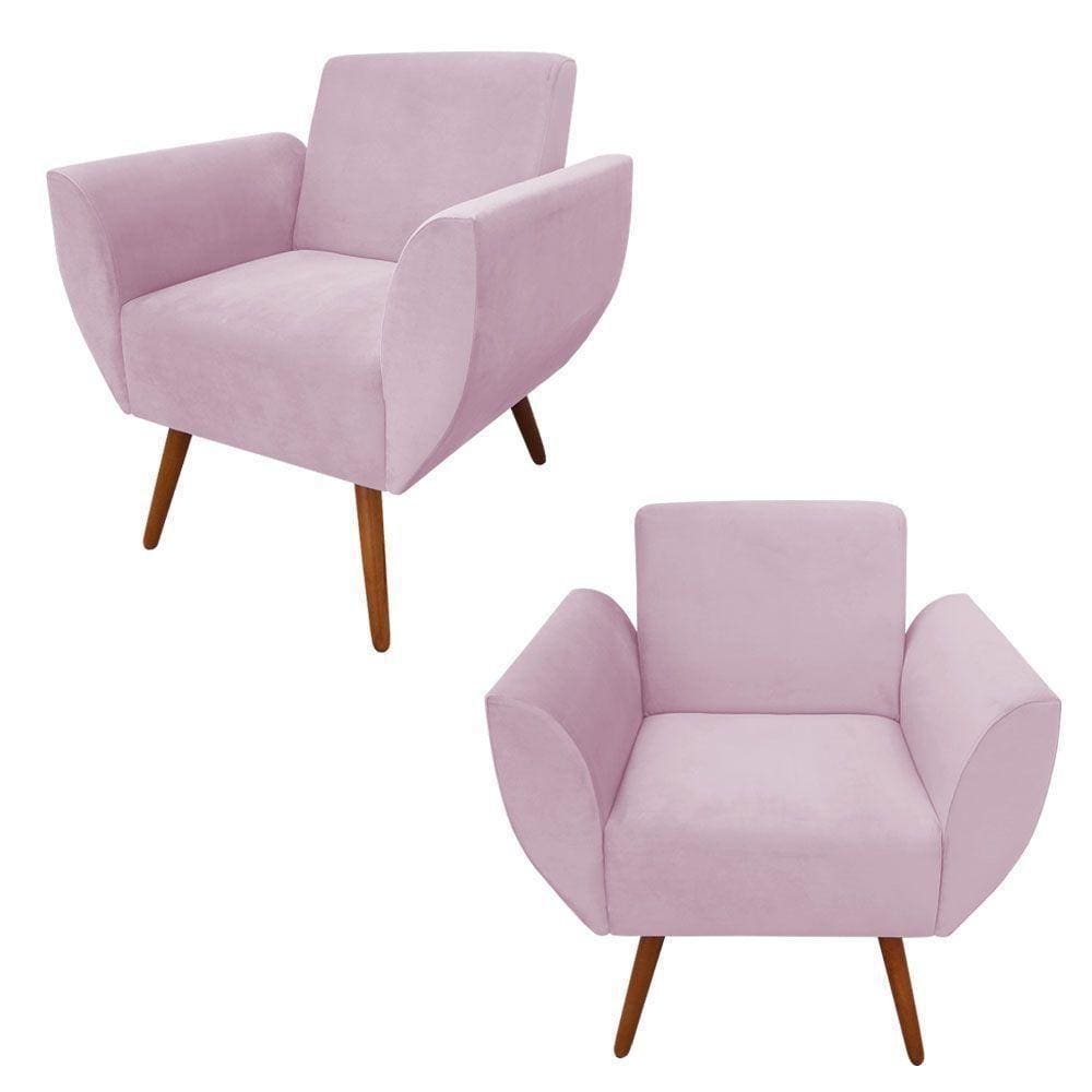 Kit 2 Poltronas Jolly Amamentação E Descanso Veludo Rosê