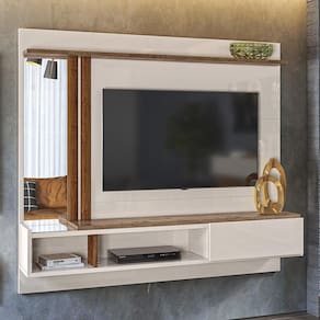 Painel Para Tv Até 60" Off White E Madero Canela 183cm