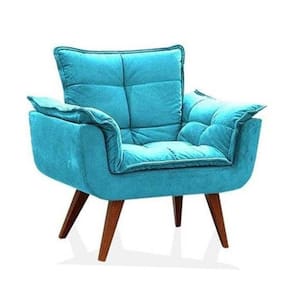 02 Poltronas Decorativas Opala Azul Turquesa