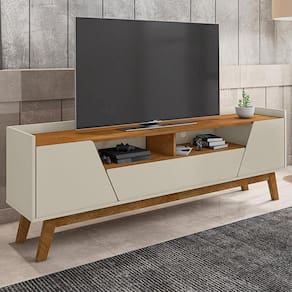 Rack Sala Florença Para Tv Até 70 Polegadas Com Pés Madeira Off White/naturale Off White/naturale
