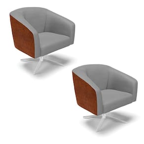 Kit 2 Poltronas Corano Nozes Com Grafite A131 Base Cromada