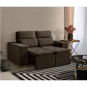 Sofá 2 Lugares 150cm Com Molas, Retrátil E Reclinável Marrom