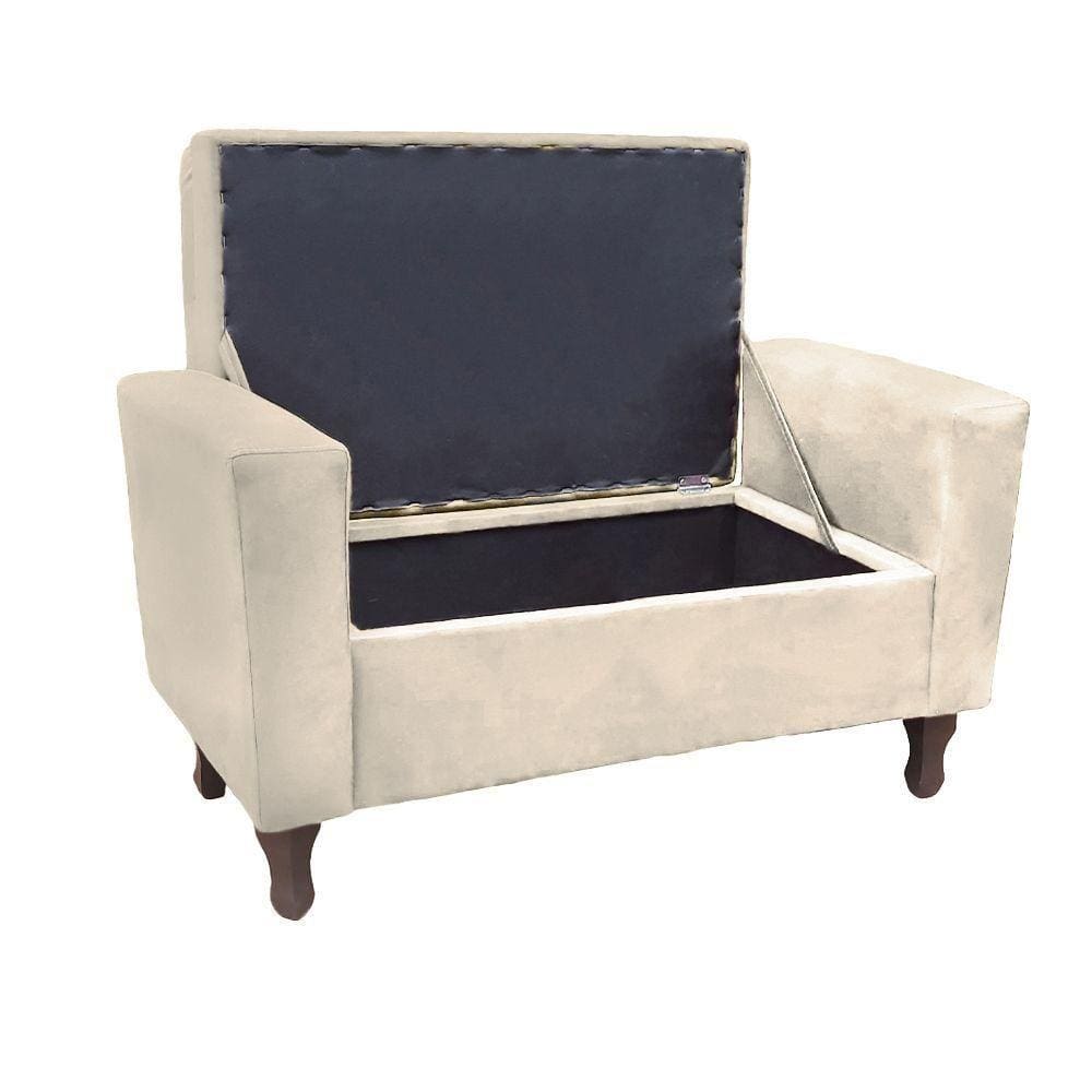 Recamier Baú Félix 120cm Suede Bege