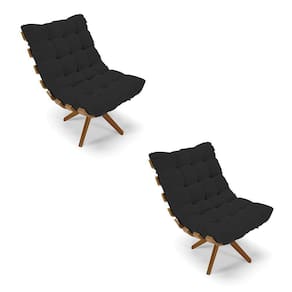 Kit 02 Poltronas Giratória Costela Veludo Base Madeira Preto