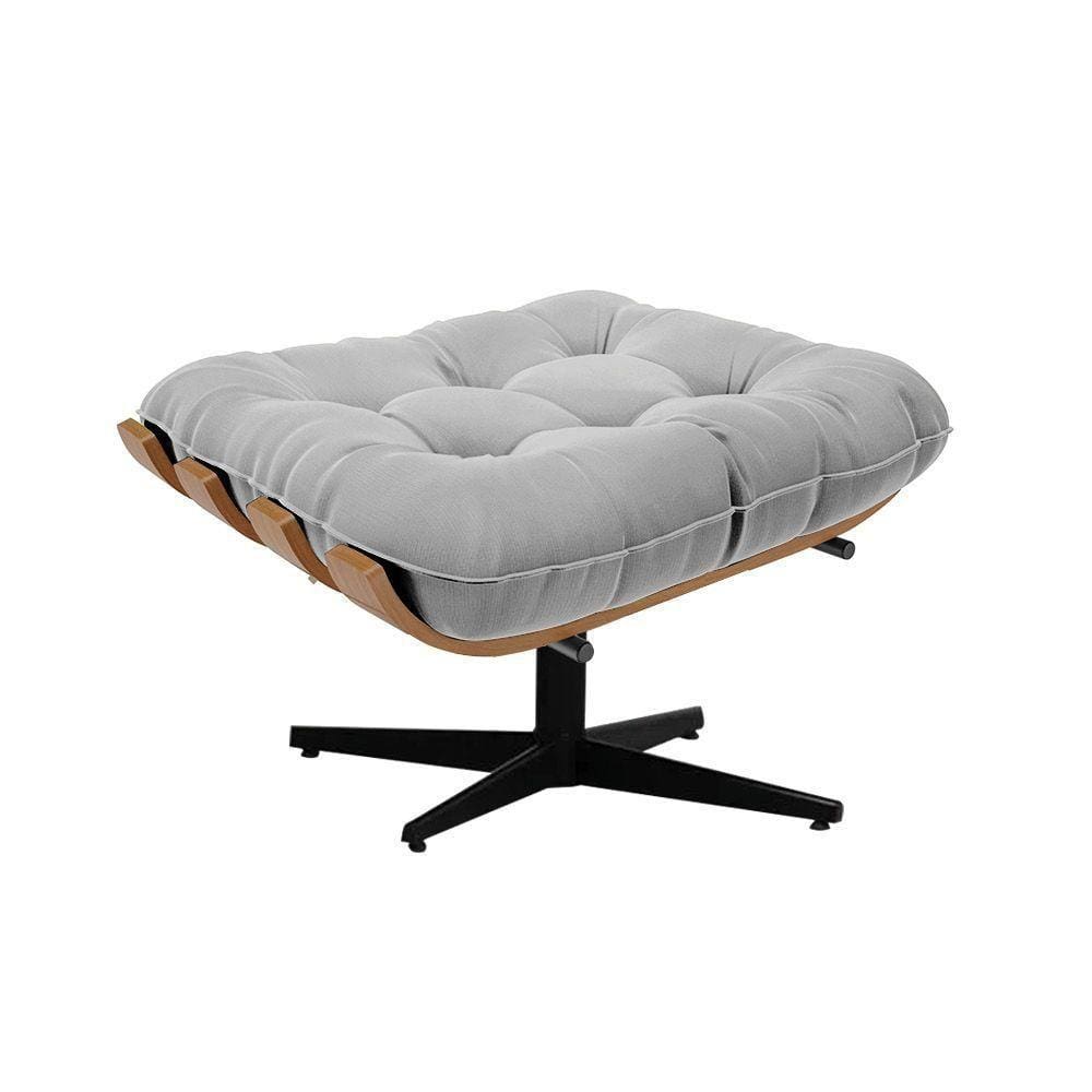 Puff Giratório Costela Suede Cinza