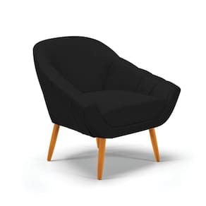 Poltrona Giovana Veludo Preto A81 Luxo Castanho