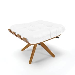 Puff Giratório Base Madeira Ma25 - D`rossi Branco