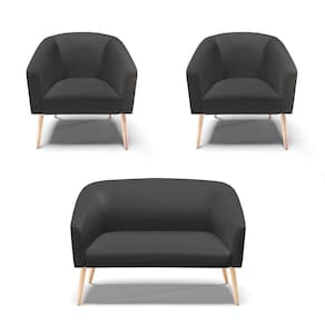 Kit 01 Namoradeira 02 Lugares E 02 Poltronas Preto