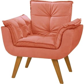 Poltrona Opala Cor Rosa Suede Desenho Do Tecido Tecido