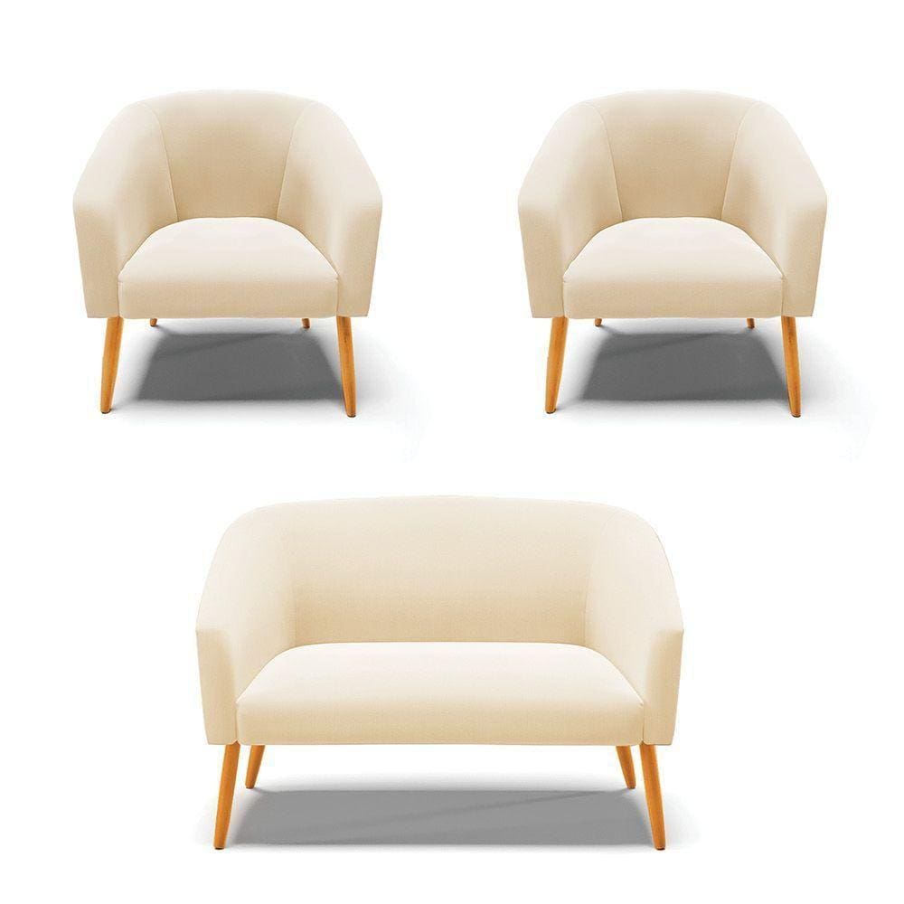 Kit 01 Namoradeira 02 Lugares E 02 Poltronas Suede Bege