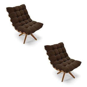 Kit 02 Poltronas Giratória Costela Suede Marrom Base Madeira