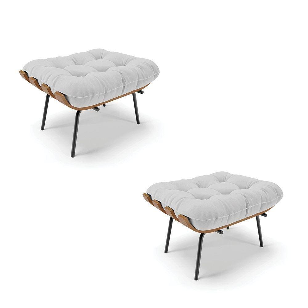 Kit 02 Puffs Costela Linho A05 Cinza Claro