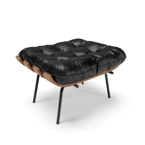 Puff Costela Corano Base Metálica Preto - D`Rossi Cor Preto