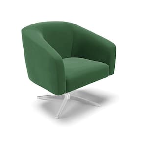 Poltrona Giratória Stella Veludo Verde Base Cromada