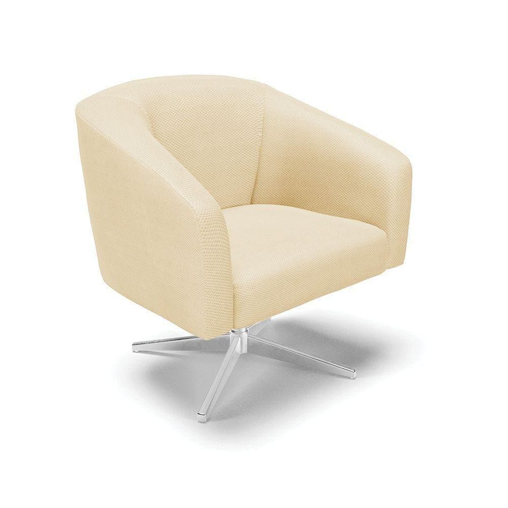 Poltrona Veludo Base Cromada A129 Off White