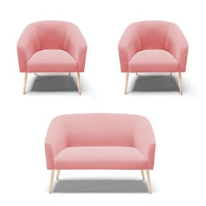 Kit 01 Namoradeira 02Lug E 02 Poltronas Stella Natural Rose