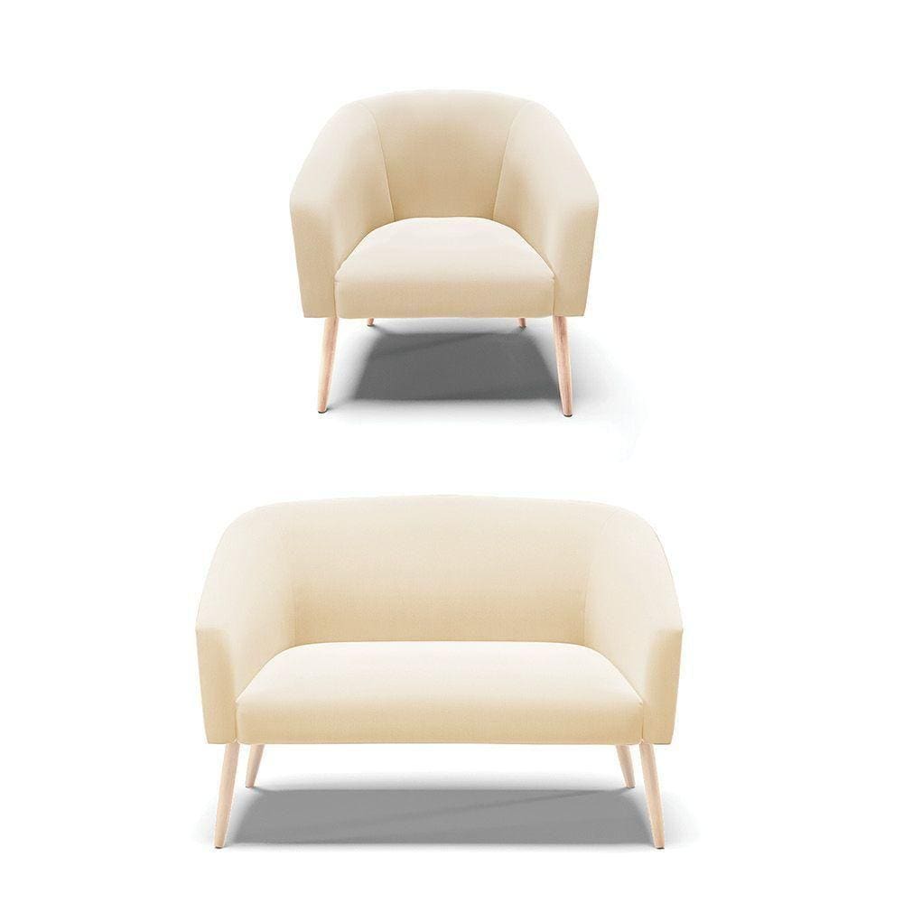 Kit 01 Namoradeira 02Lug E 01 Poltrona Stella Natural Bege