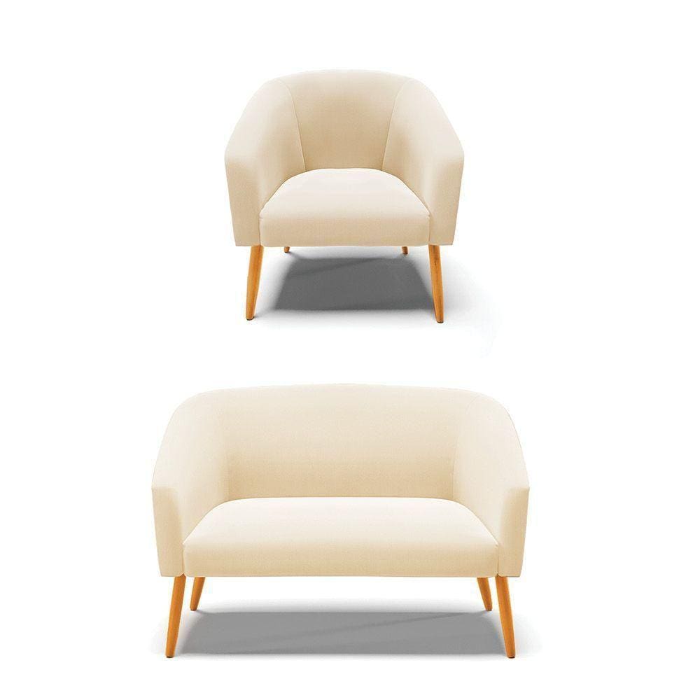 Kit 01 Namoradeira 02 Lugares E 01 Poltrona Suede Bege