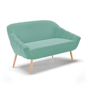 Namoradeira 2 Lugares Suede Pés Palito Natural Azul Turquesa