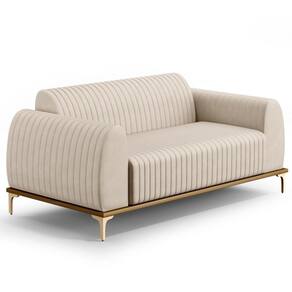 Sofá 180cm 3 Lugares Base Gold Molino D06 Suede C-309 Bege