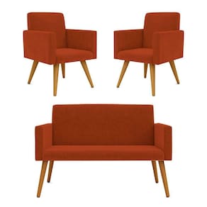 Kit Namoradeira + 2 Poltronas Nina Balaqui Decor Terracota