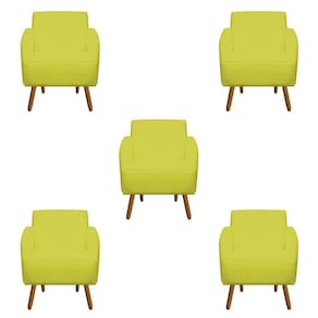 Kit 05 Poltronas Pés Palito Suede Amarelo D`classe Decor