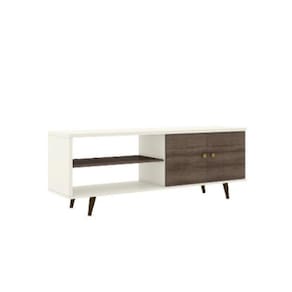 Rack Retrô Com 2 Portas E Prateleira Rt 3108 Movelbento Off White Com Rustico