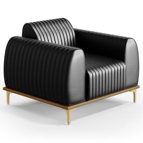 Poltrona Decorativa Base Gold Molino D06 Pu B-159 Preto