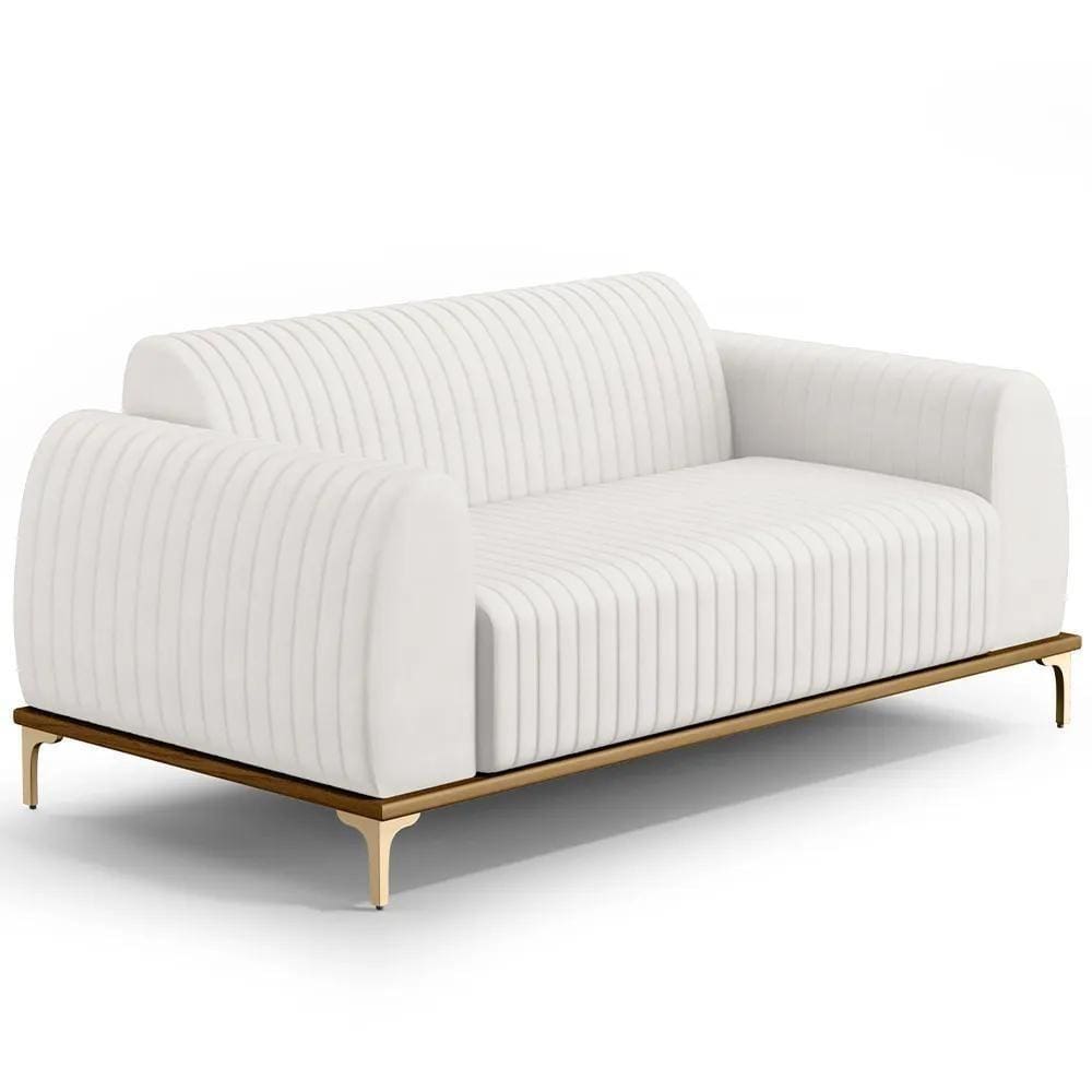 Sofá 210cm 3 Lugares Base Gold Molino D06 Pu C-12 Branco