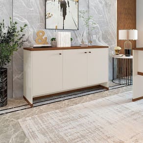 Aparador Buffet 3 Portas Tampo Mdp 25mm Off White/naturale