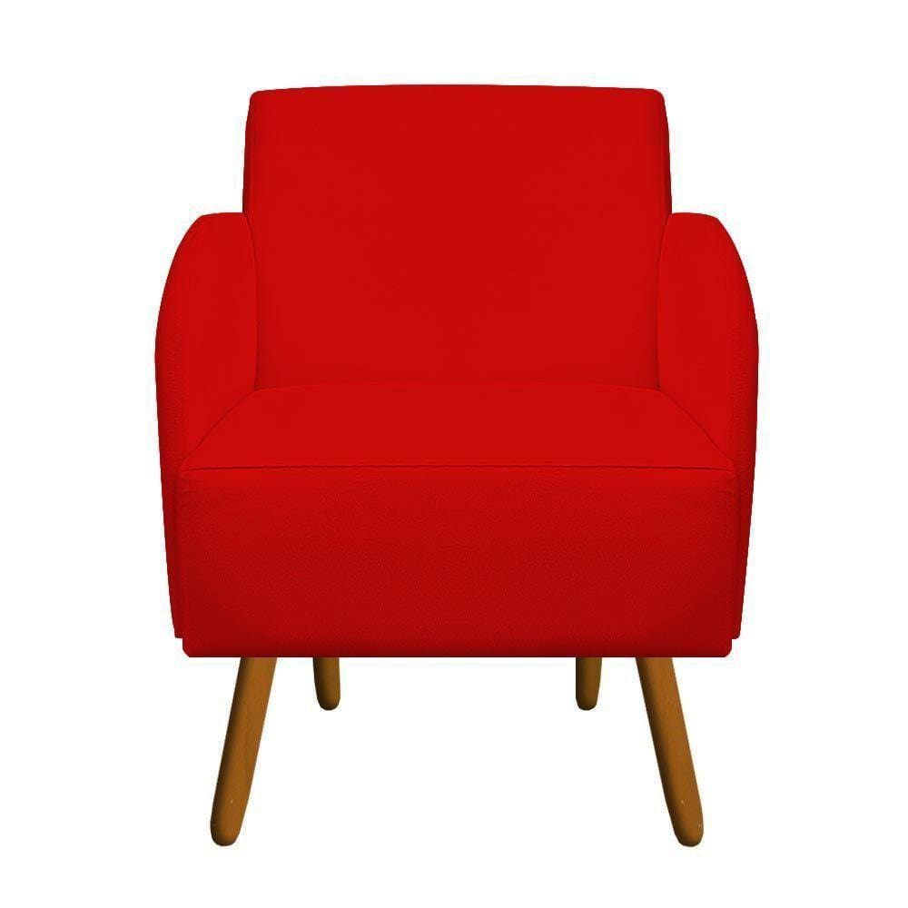 Poltrona Decorativa Laura Pés Palito Suede Vermelho