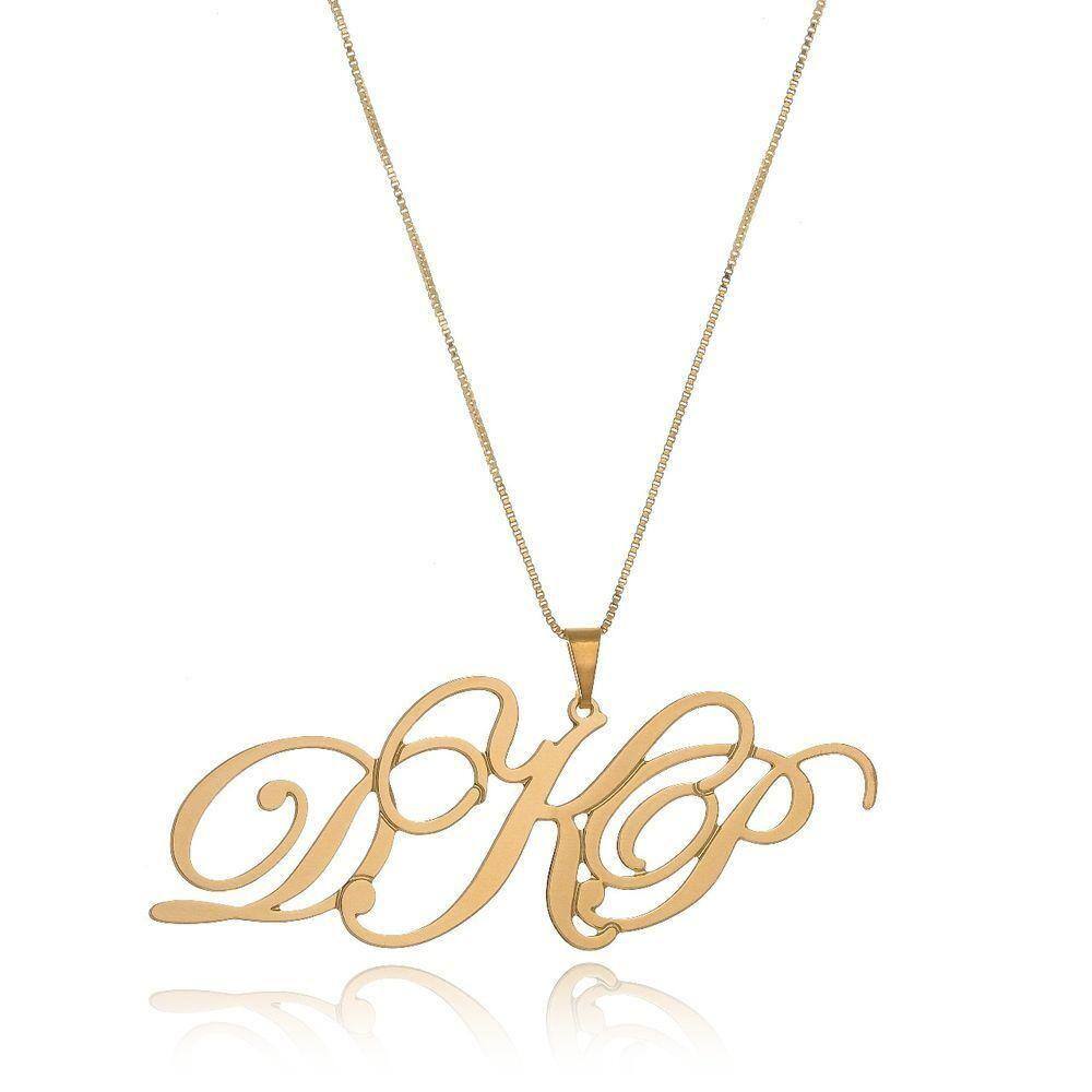 Colar Personalizado Iniciais Folheado Em Ouro 18K Quantidade
