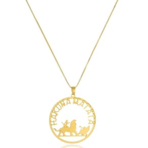 Colar Personalizado Hakuna Matata Folheado Em Ouro 18K