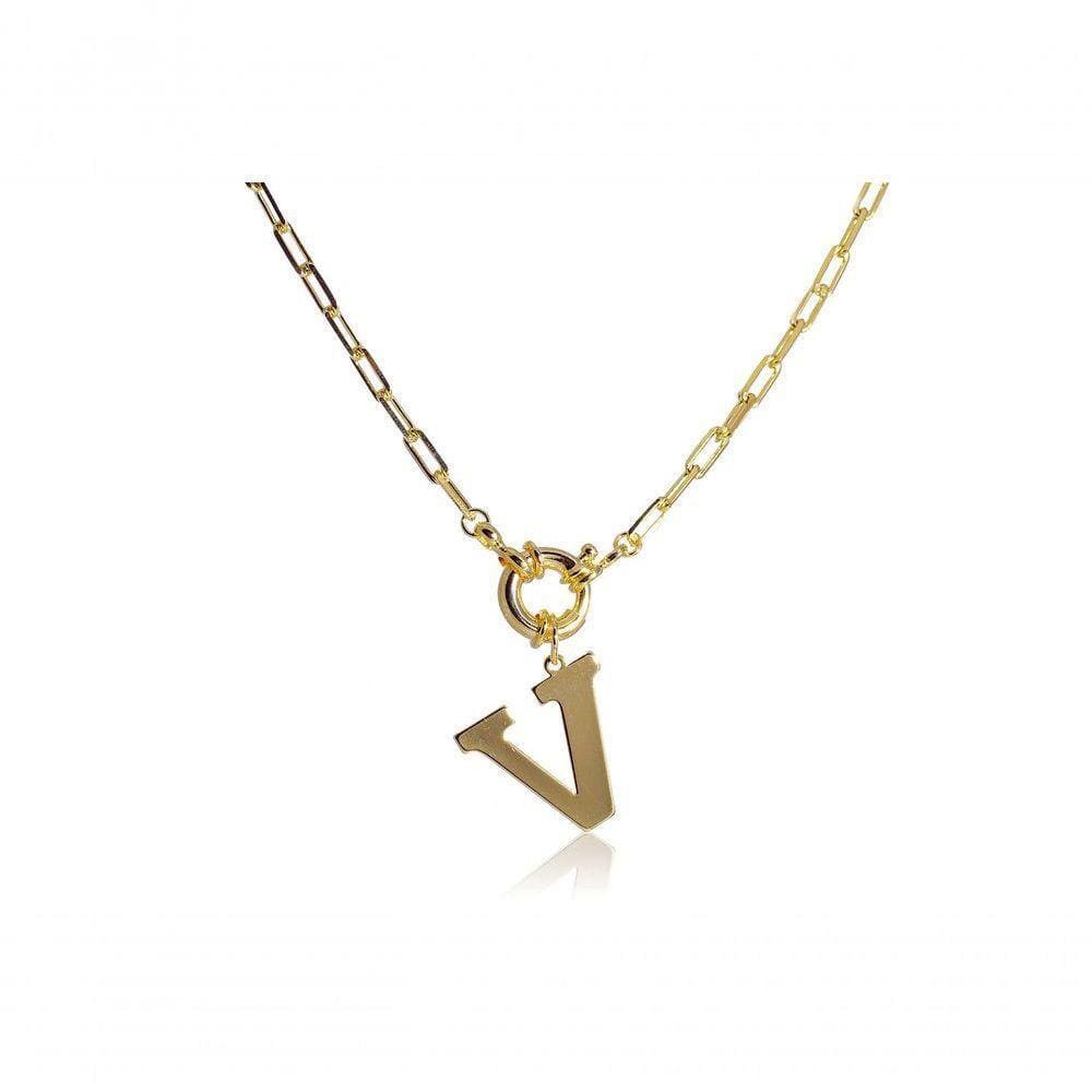 Colar De Letras Folheado Em Ouro 18K