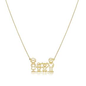 Colar Personalizado De Familia Folheado Em Ouro 18K