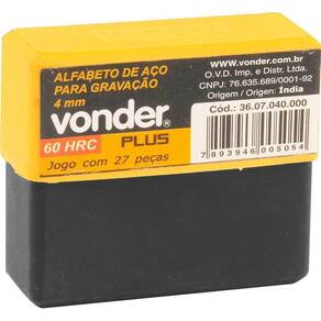 Alfabeto De Aço Punção 4Mm A-Z Para Gravação - Vonder Plus